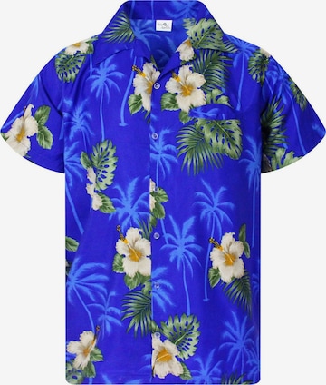 King Kameha Shirt 'Small Flower' in Blau: Vorderseite