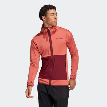 ADIDAS TERREX Skinny Funktionele fleece-jas in Oranje: voorkant