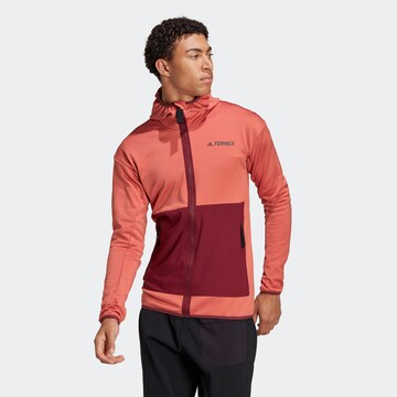 ADIDAS TERREX Skinny Athletic Fleece Jacket in Orange: front
