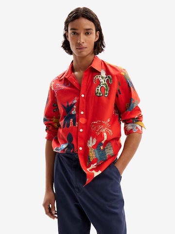 Desigual Comfort fit Button Up Shirt in Red: front
