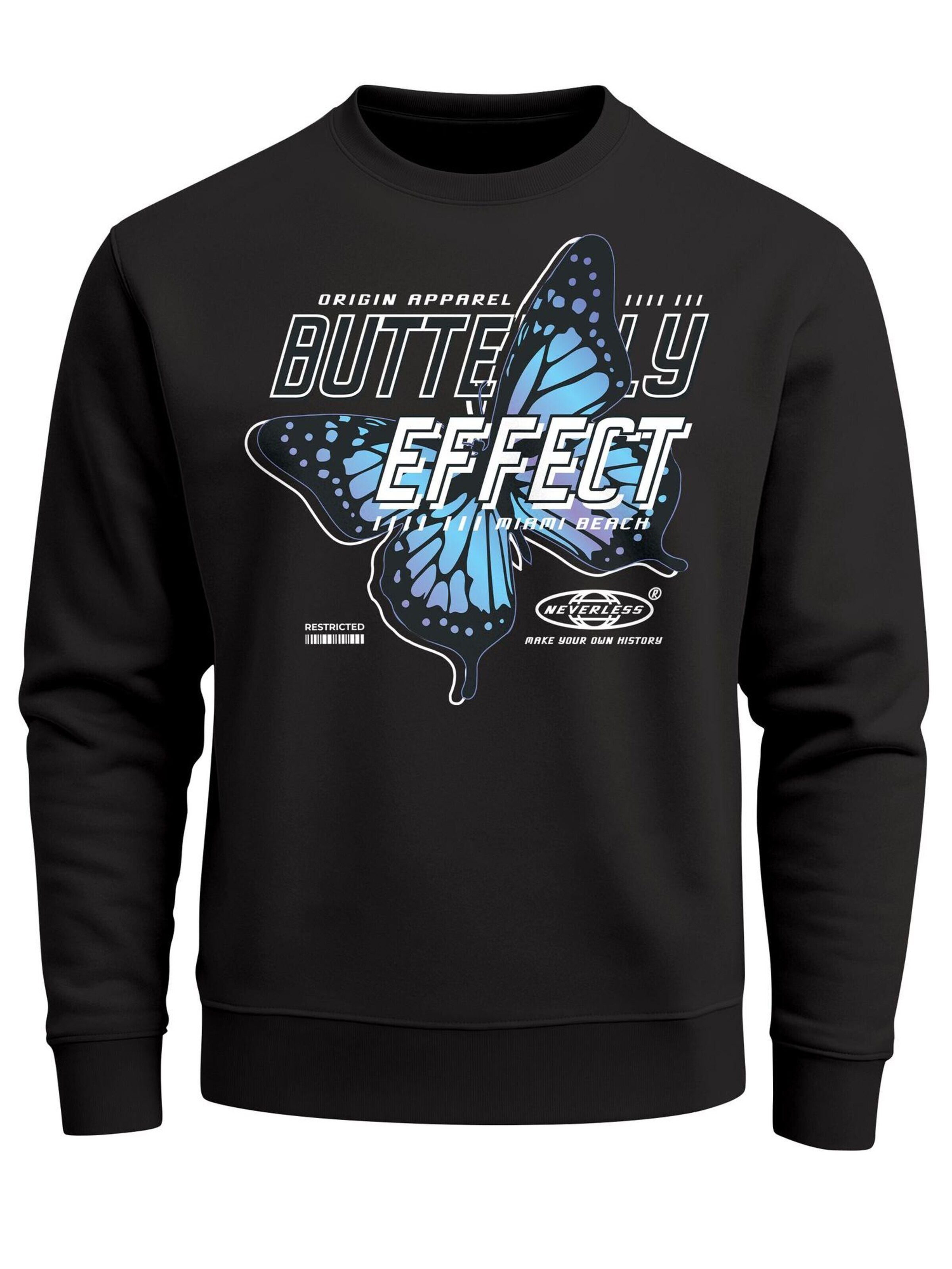 Neverless Sweatshirt 'Butterfly' in Black: front