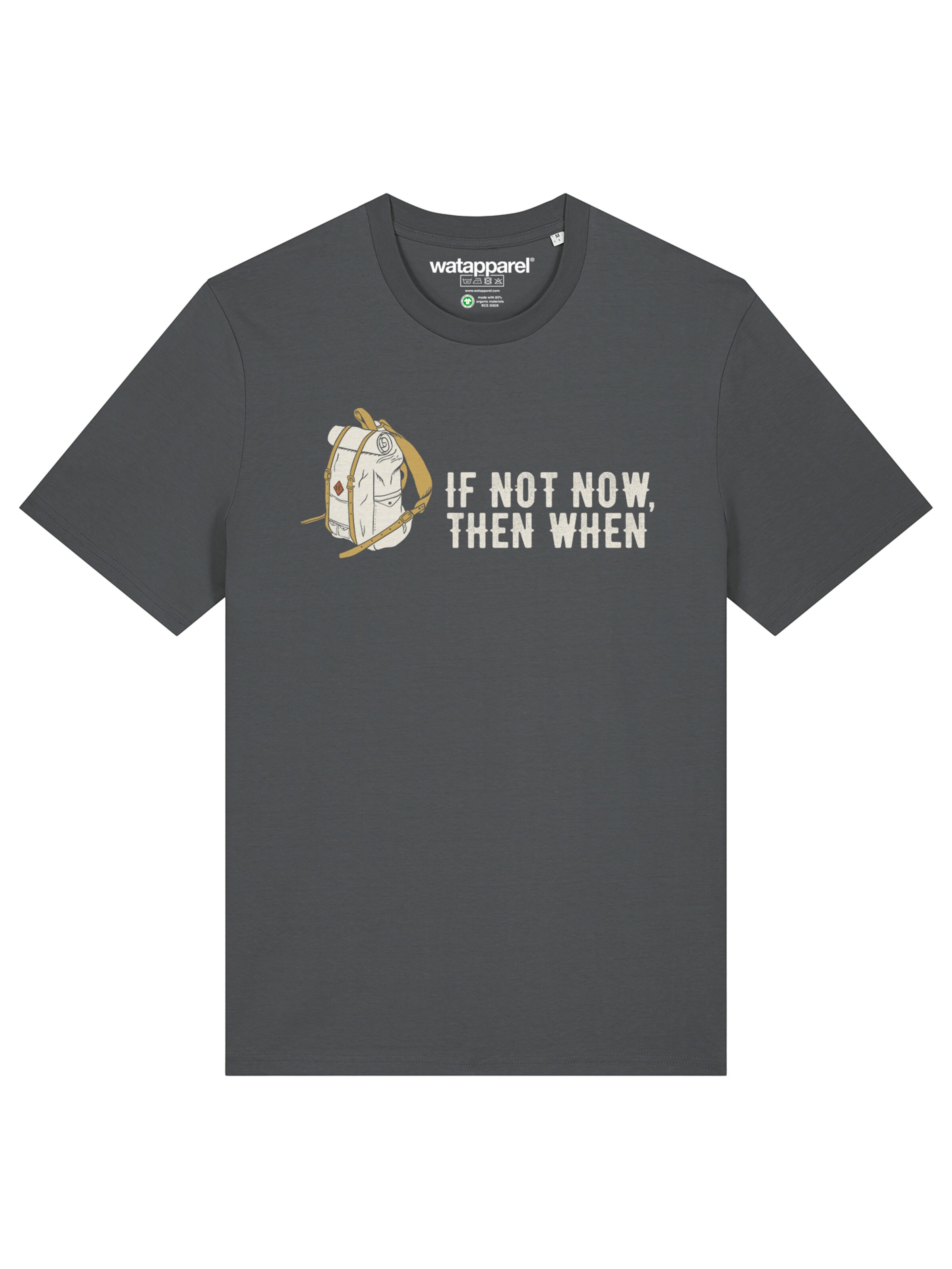 Watapparel T-Shirt 'If not now then when' in Grau: Vorderseite