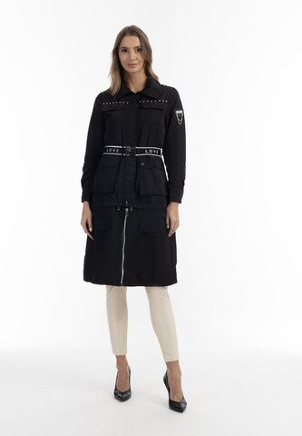 Cappotto di mezza stagione di faina in nero