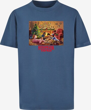 ABSOLUTE CULT T-Shirt 'Stranger Things - Christmas Gathering' in Blau: Vorderseite