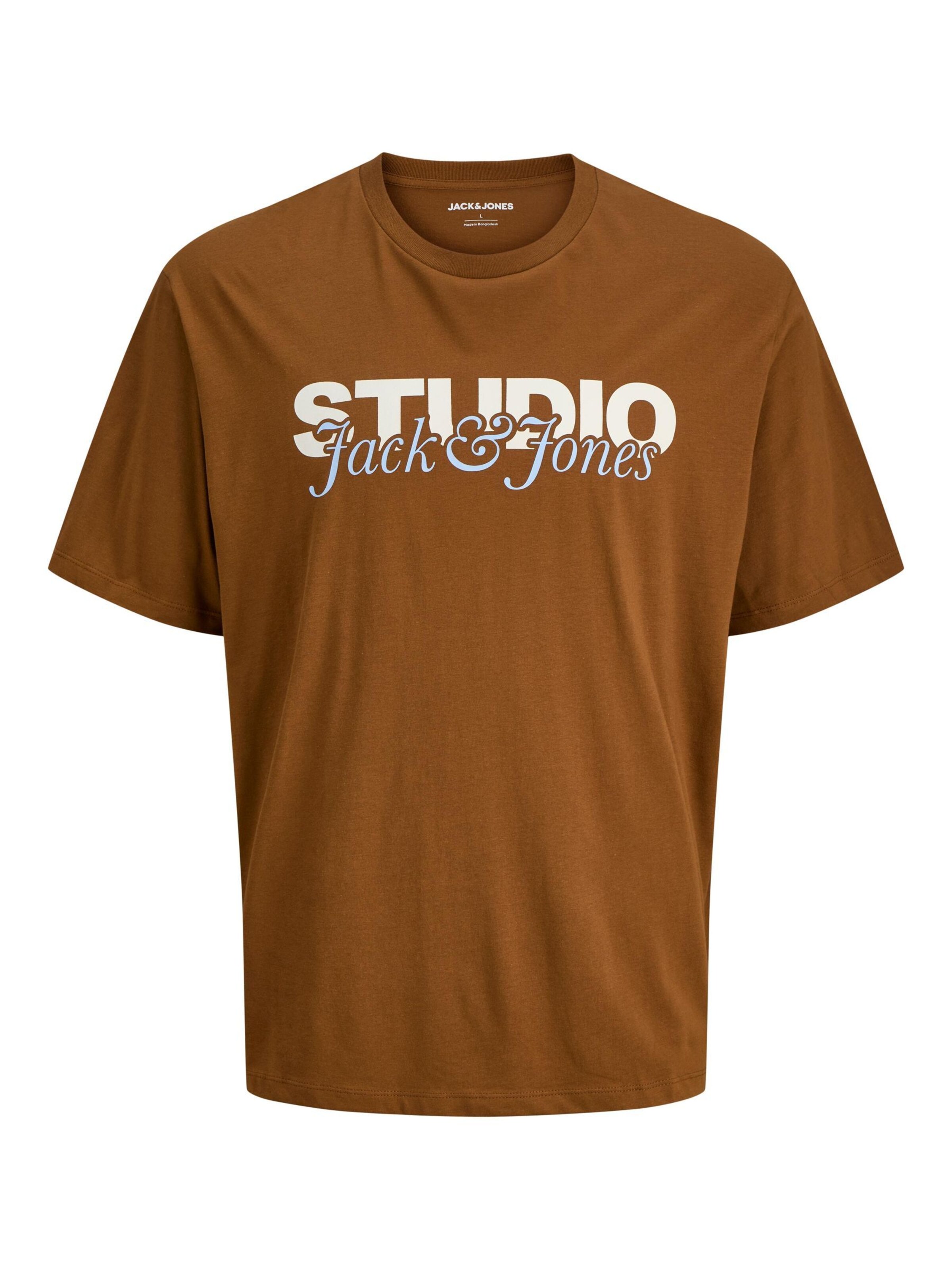 JACK & JONES Shirt 'JJYuki' in de kleur Bruin / Grijs / Wit, Productweergave