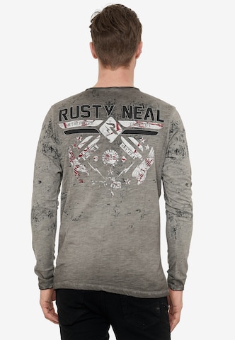 Rusty Neal Langarmshirt mit angesagten Prints in Grau