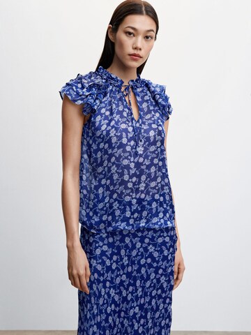 MANGO Blouse 'FLORI' in Blauw: voorkant