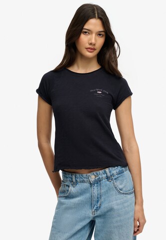 Superdry & Co Shirt 'Athletic Essentials Slub' in Blue: front
