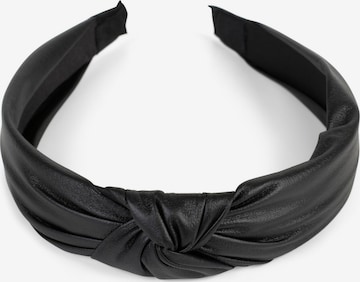 styleBREAKER Haarschmuck 'Haarreif Kunstleder Optik mit Knoten' in Schwarz: Vorderseite