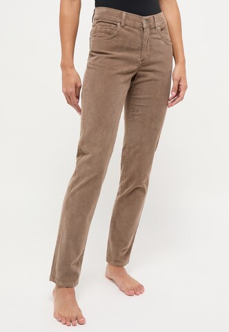 Coupe slim Pantalon 'Cici' Angels en marron : devant