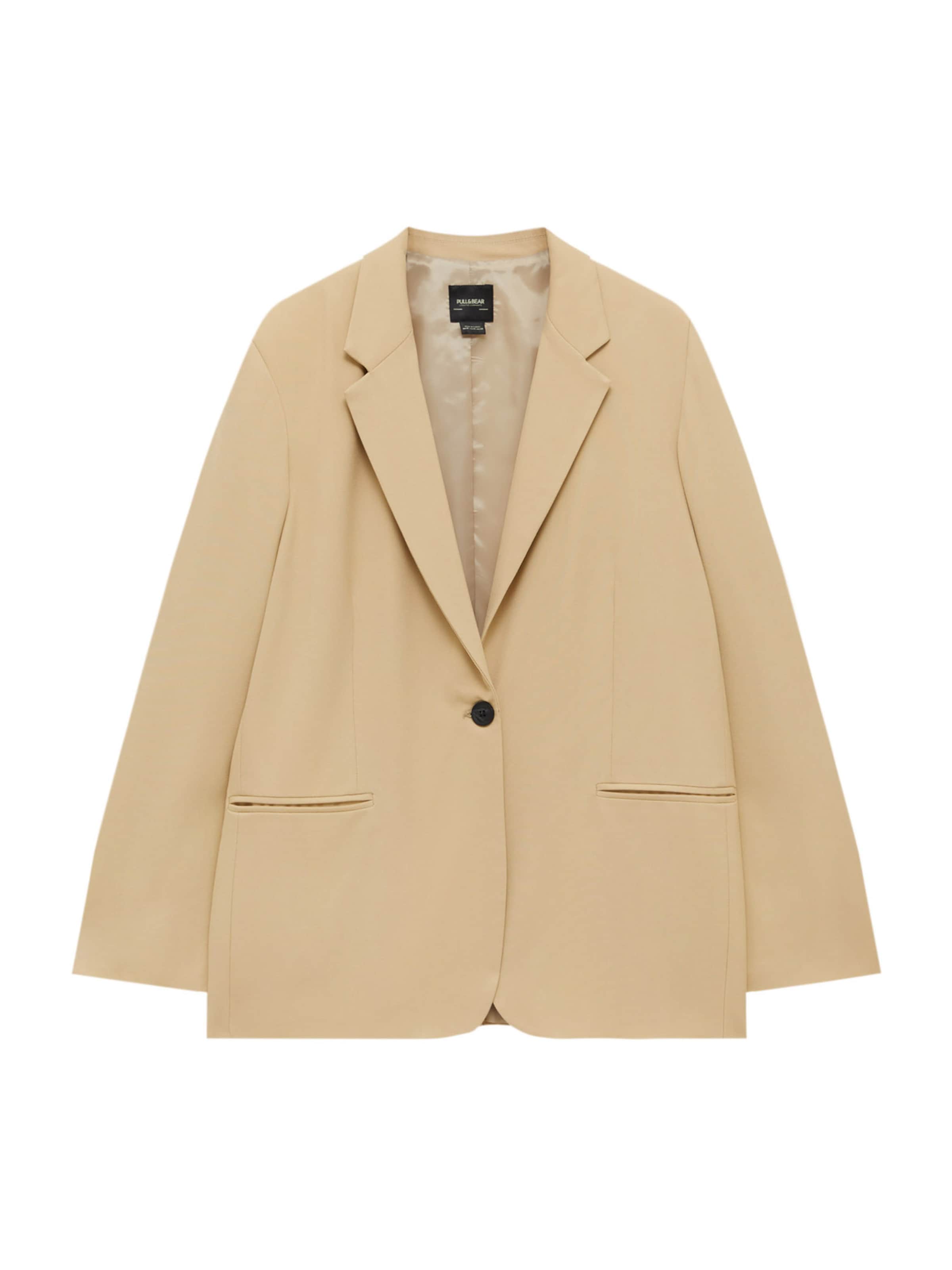 Pull&Bear Blazer in Beige: front