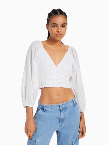 Bershka Blouse in Wit: voorkant