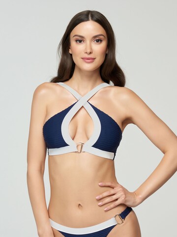 Marc & André Push-up Bikini Top '™Golden Eye™' in Blue: front