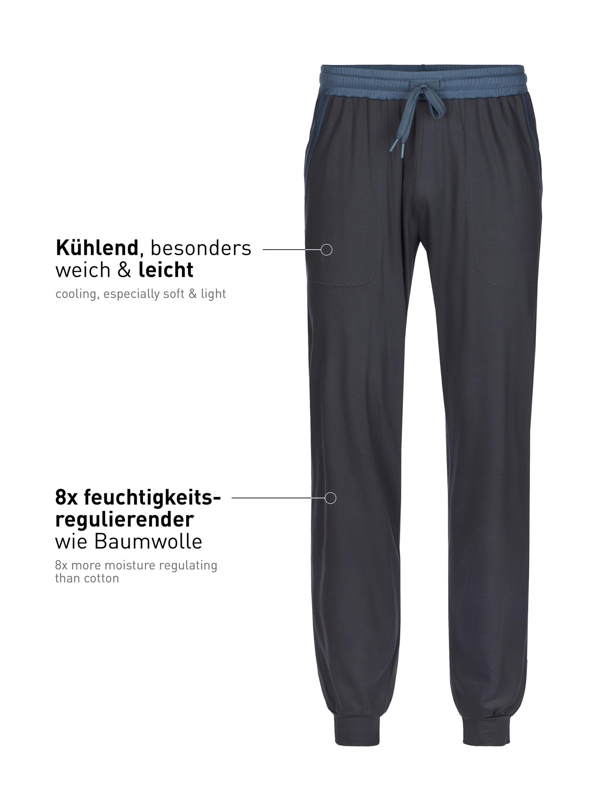 CALIDA Pyjamahose 'DEEPSLEEPWEAR Cooling'‌‌ in Grau: Vorderseite