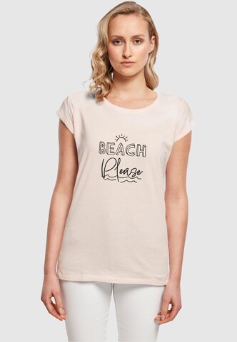 Merchcode Shirt 'Beach Please' in Roze: voorkant