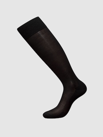 zd ZERO DEFECTS - Calcetines hasta la rodilla 'Mercerized cotton knee socks' en negro: frente