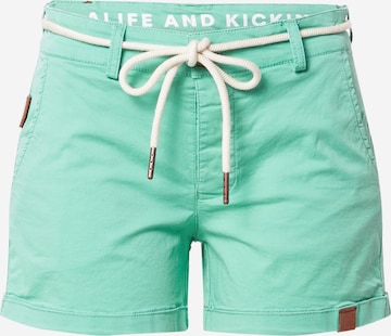Pantaloni eleganți de la Alife and Kickin pe verde: față