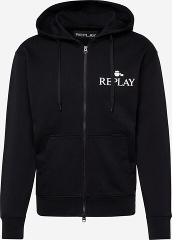 REPLAY Sweatvest in Zwart: voorkant