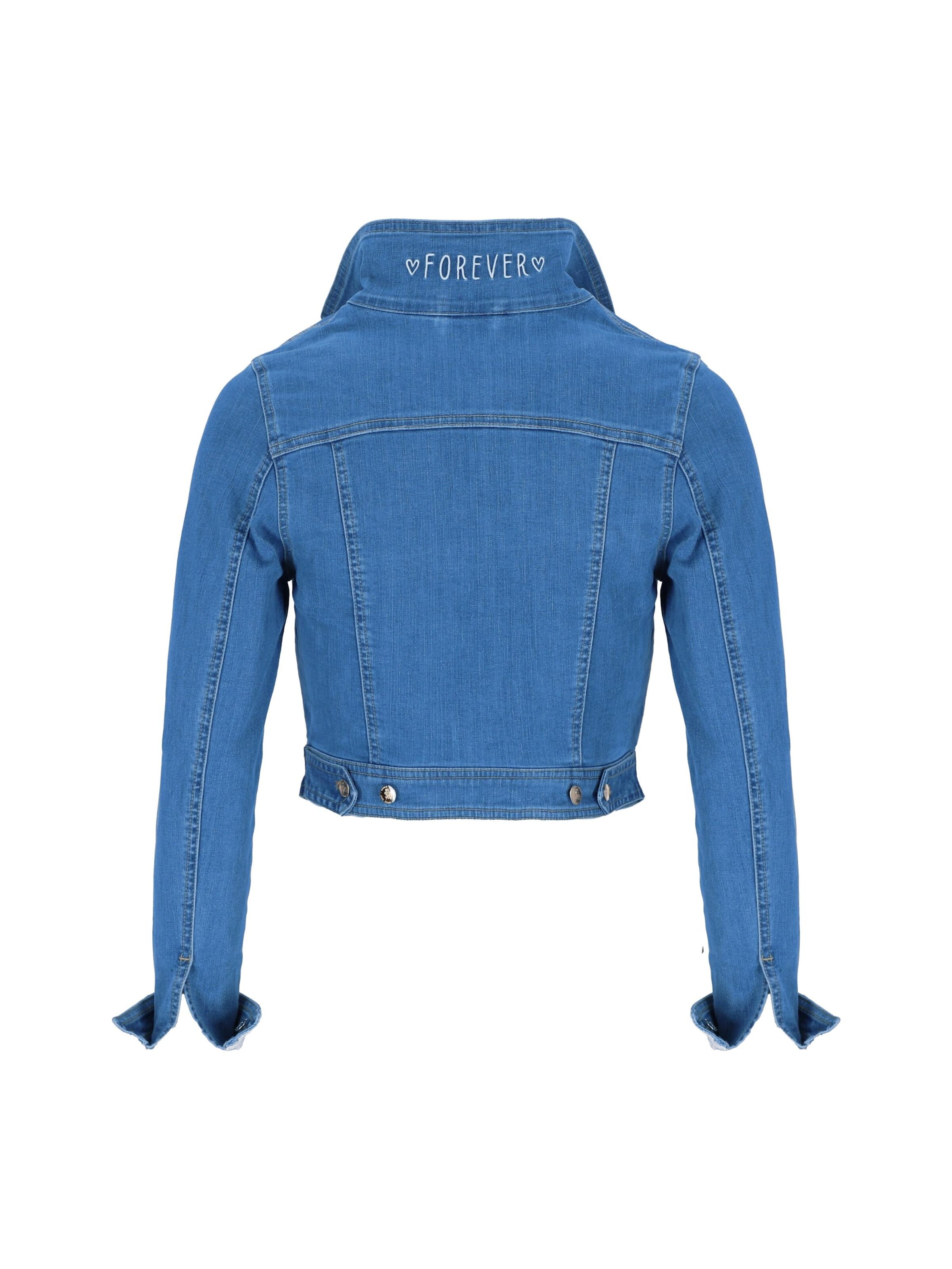 ANNIS WIESBADEN EST. 2021 Übergangsjacke 'Premium Jeansjacke, Brautjacke mit Spitze & Bestickung – Made in Europe – Regular & Plus Size'‌‌ in Blau