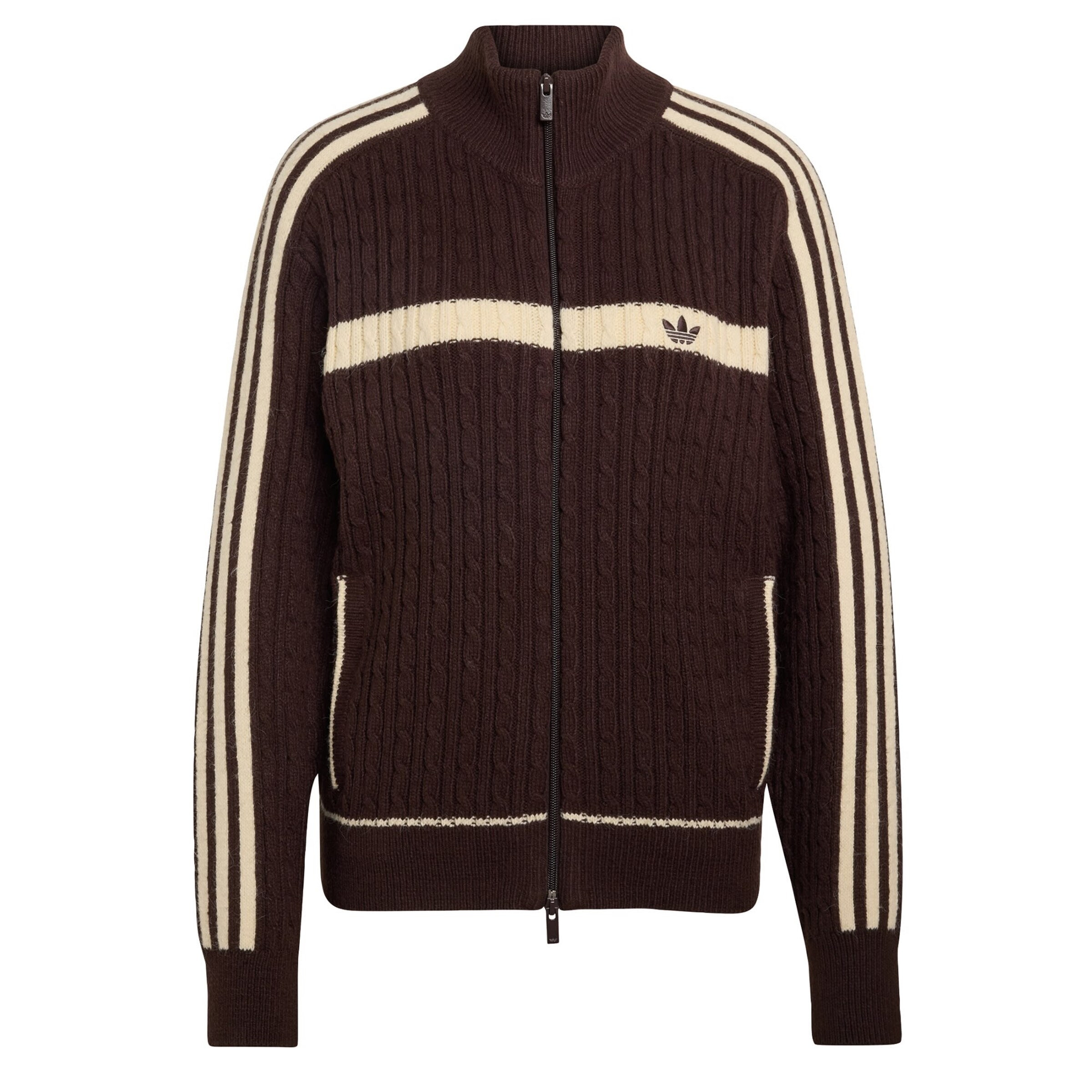 ADIDAS ORIGINALS Knit Cardigan 'Archive' in Brown: front