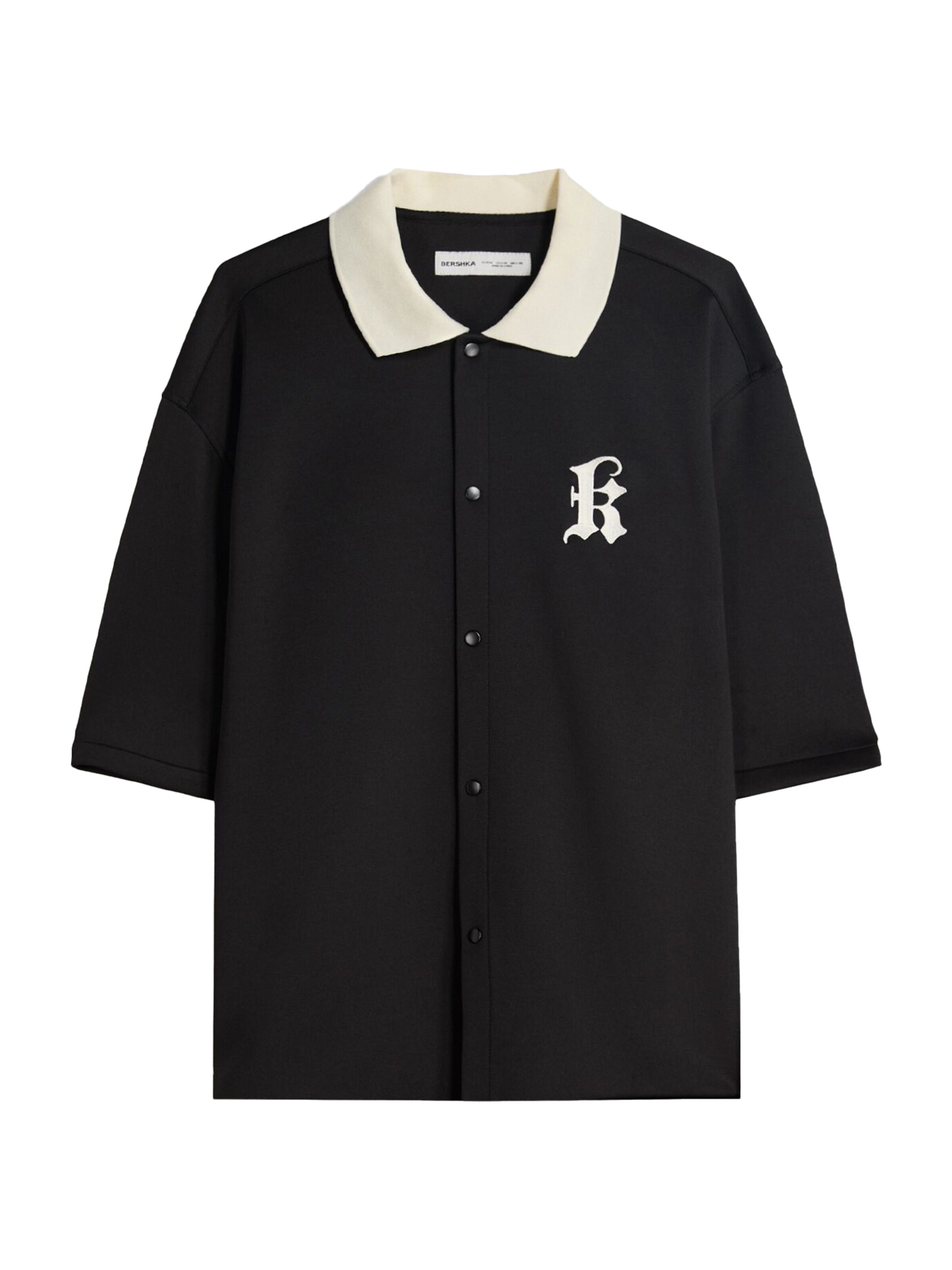 Bershka Button Up Shirt in Black / White, Item view