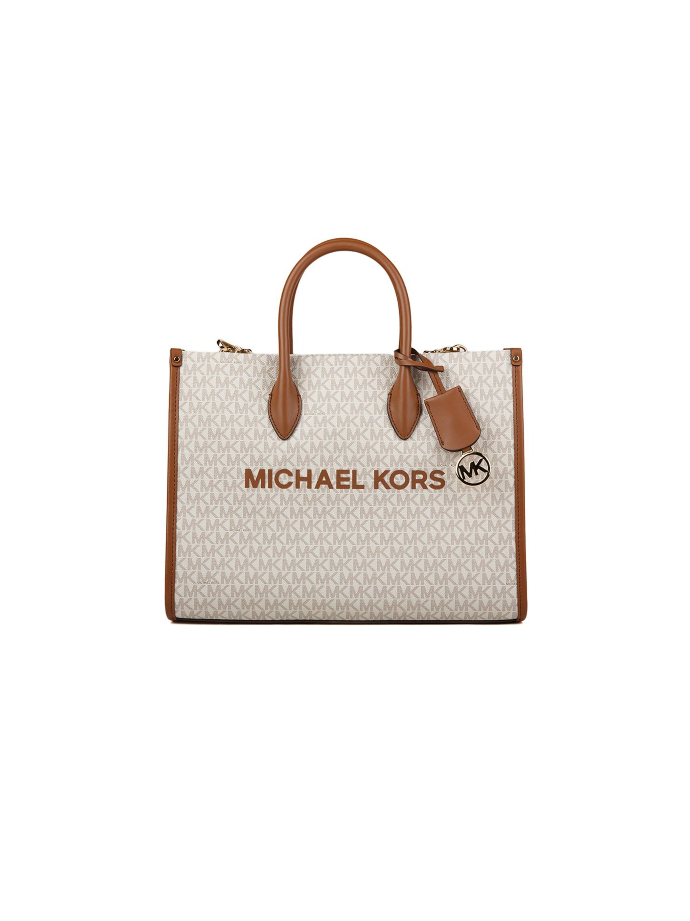 Michael Kors Handtas 'Mirella Medium Signature Logo Tote Bag' in One Size in de kleur Crème, Productweergave