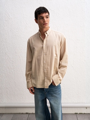 Giesto Comfort fit Overhemd in Beige: voorkant