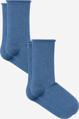 Albero Natur Socken 'Bio-Baumwoll-Socken mit Rollrand Unisex – 2er Pack' in Blau: Vorderseite