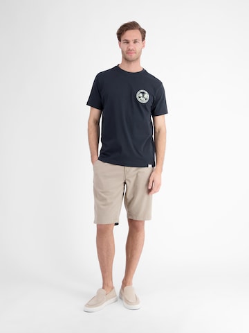 LERROS Lässiges, unifarbenes T-Shirt aus reiner Baumwolle mit Print in Blau