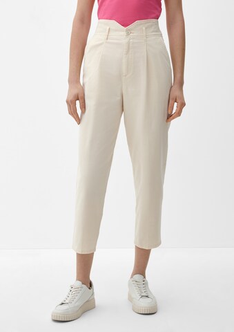 s.Oliver Regular Pleat-Front Pants in Beige: front