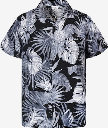 King Kameha Shirt 'Pineapple Leaves' in Grau: Vorderseite