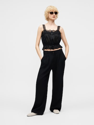 Abercrombie & Fitch Wide leg Παντελόνι σε μαύρο
