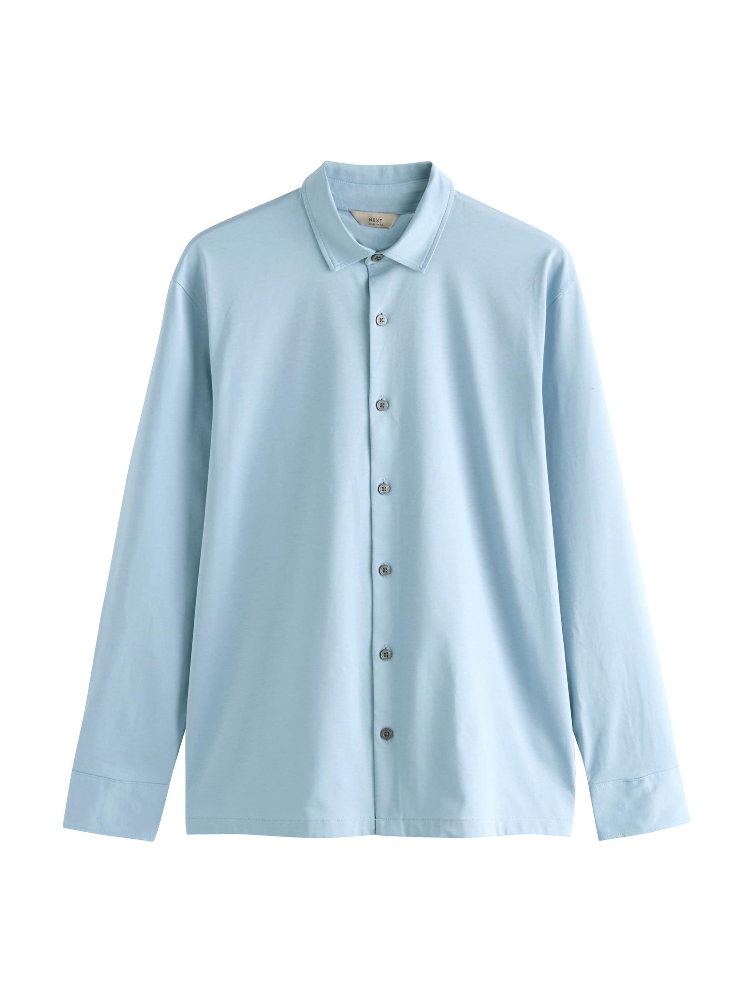 Next Regular fit Риза 'Supima' в синьо: отпред
