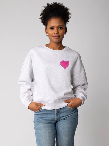 Watapparel Sweatshirt 'Pink Heart ' in Grey: front