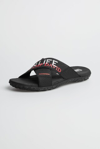 CAMP DAVID Beach Slipper mit Label Prints in Schwarz