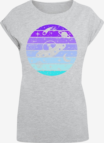 T-shirt 'Retro Alien Weltraum Sonnenuntergang' F4NT4STIC en gris : devant