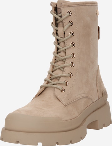 Xti Lace-Up Ankle Boots in Beige: front