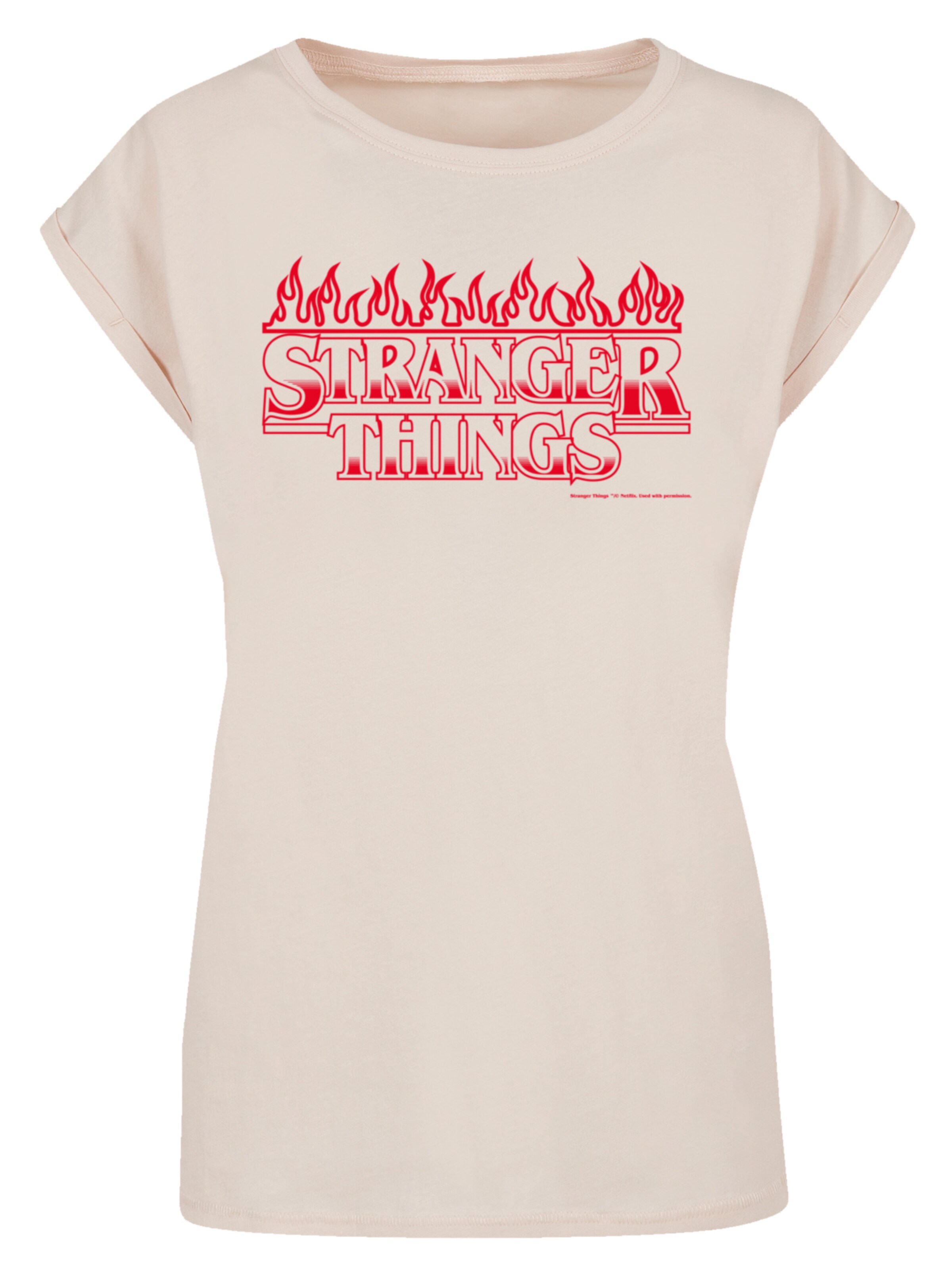 F4NT4STIC Shirt 'Stranger Things Flames Netflix TV Series' in Beige: voorkant
