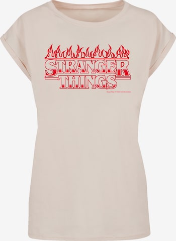 T-shirt 'Stranger Things Flames Netflix TV Series' F4NT4STIC en beige : devant