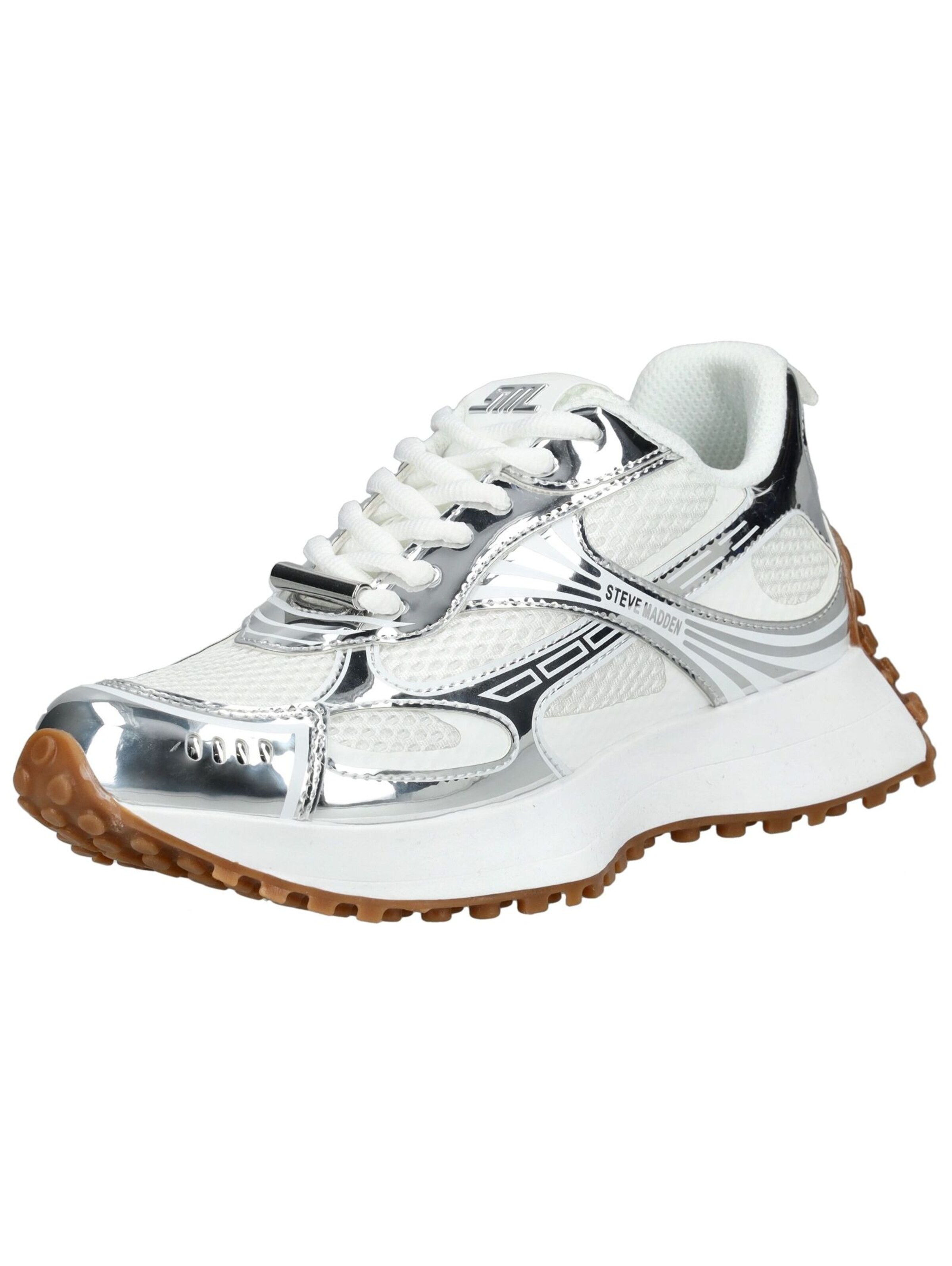 STEVE MADDEN Platform trainers in Silver: front