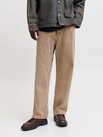 JACK & JONES Baggy Jeans 'JPSTAlex Antonio' in Brown: front