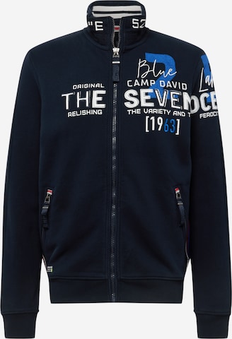 CAMP DAVID Zip-Up Hoodie 'Ocean´s Seven II' in Blue: front