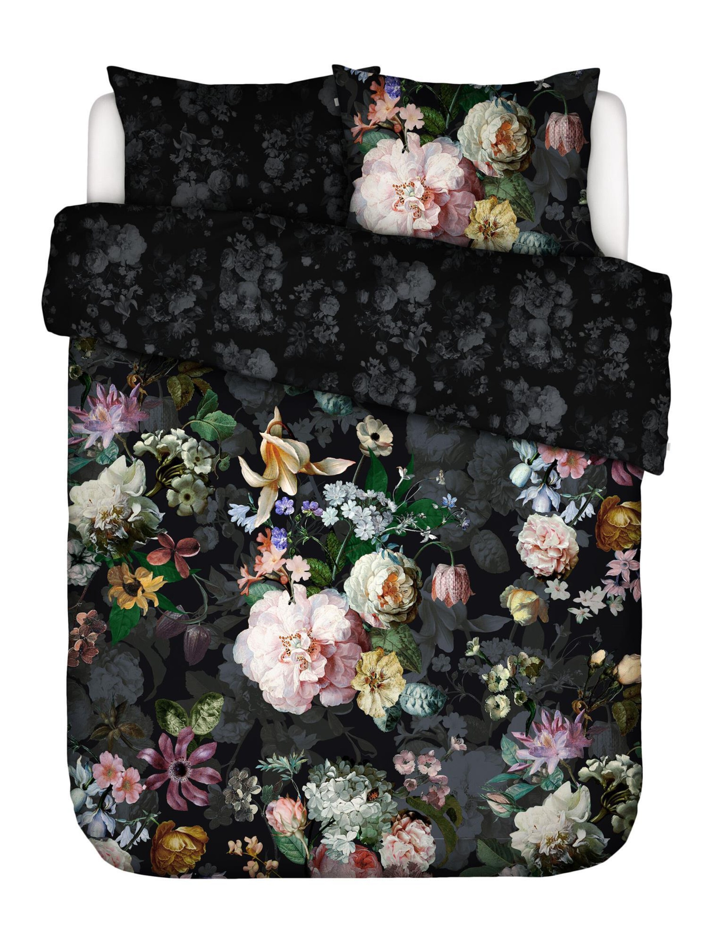 ESSENZA Duvet Cover 'Fleur Festive' in Black: front