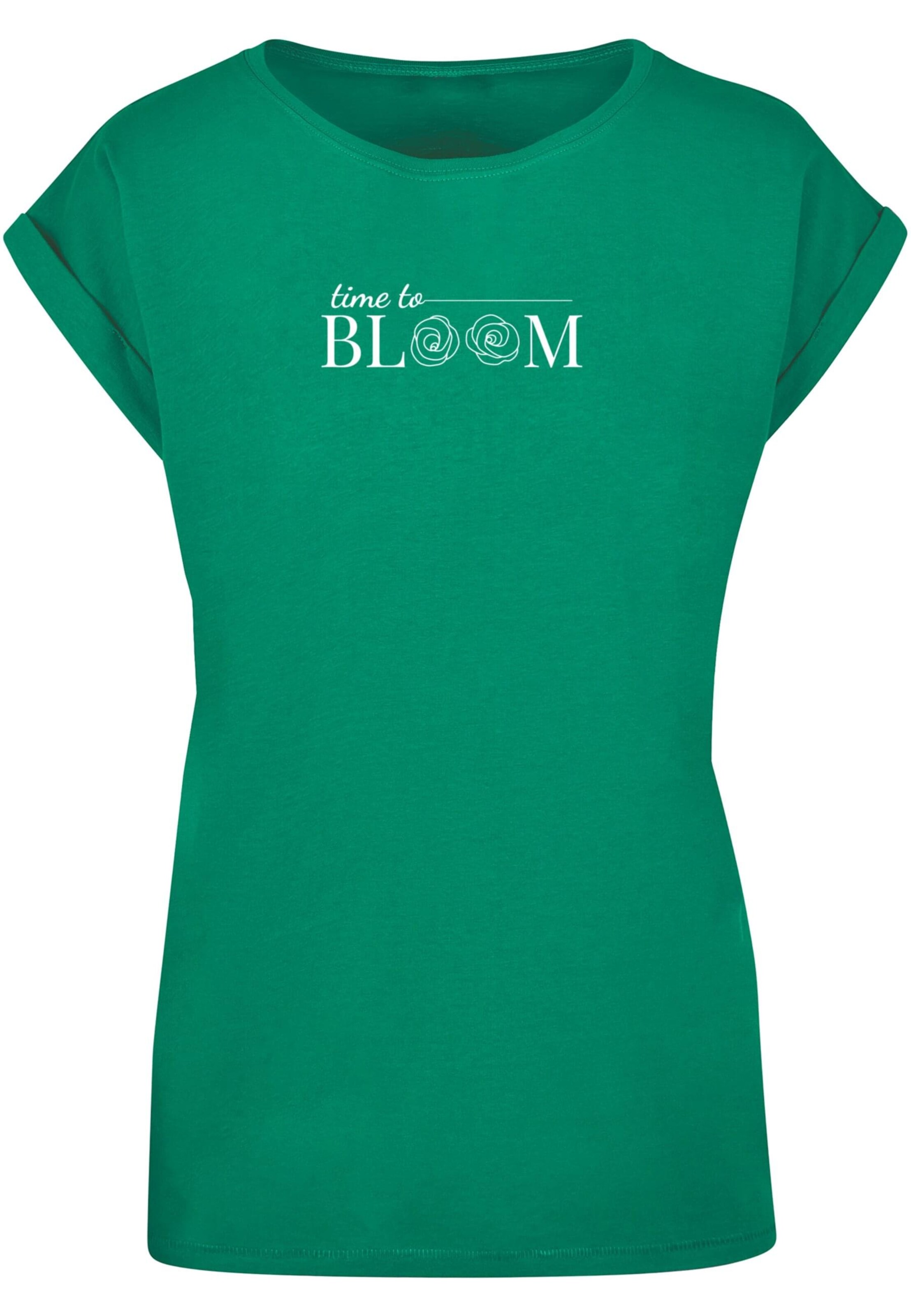 Merchcode T-Shirt 'Time To Bloom' in Grün: Vorderseite