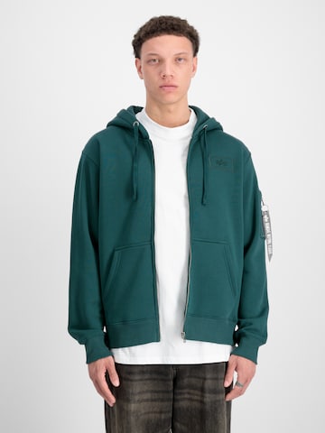 ALPHA INDUSTRIES - Sudadera con cremallera en verde: frente