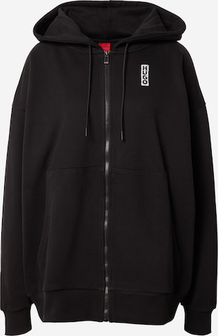 HUGO Red Zip-Up Hoodie 'Dakata' in Black: front