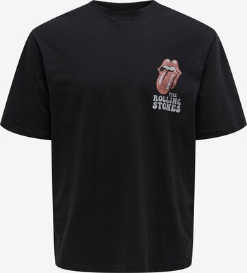 Only & Sons - Camiseta 'ROLLING STONES' en negro: frente