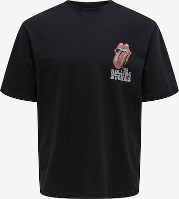 Only & Sons - Camisa 'ROLLING STONES' em preto: frente