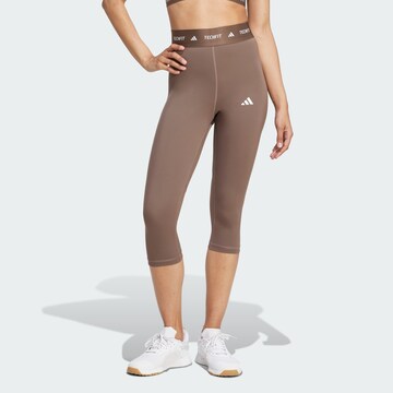 ADIDAS PERFORMANCE Skinny Sporthose in Braun: Vorderseite