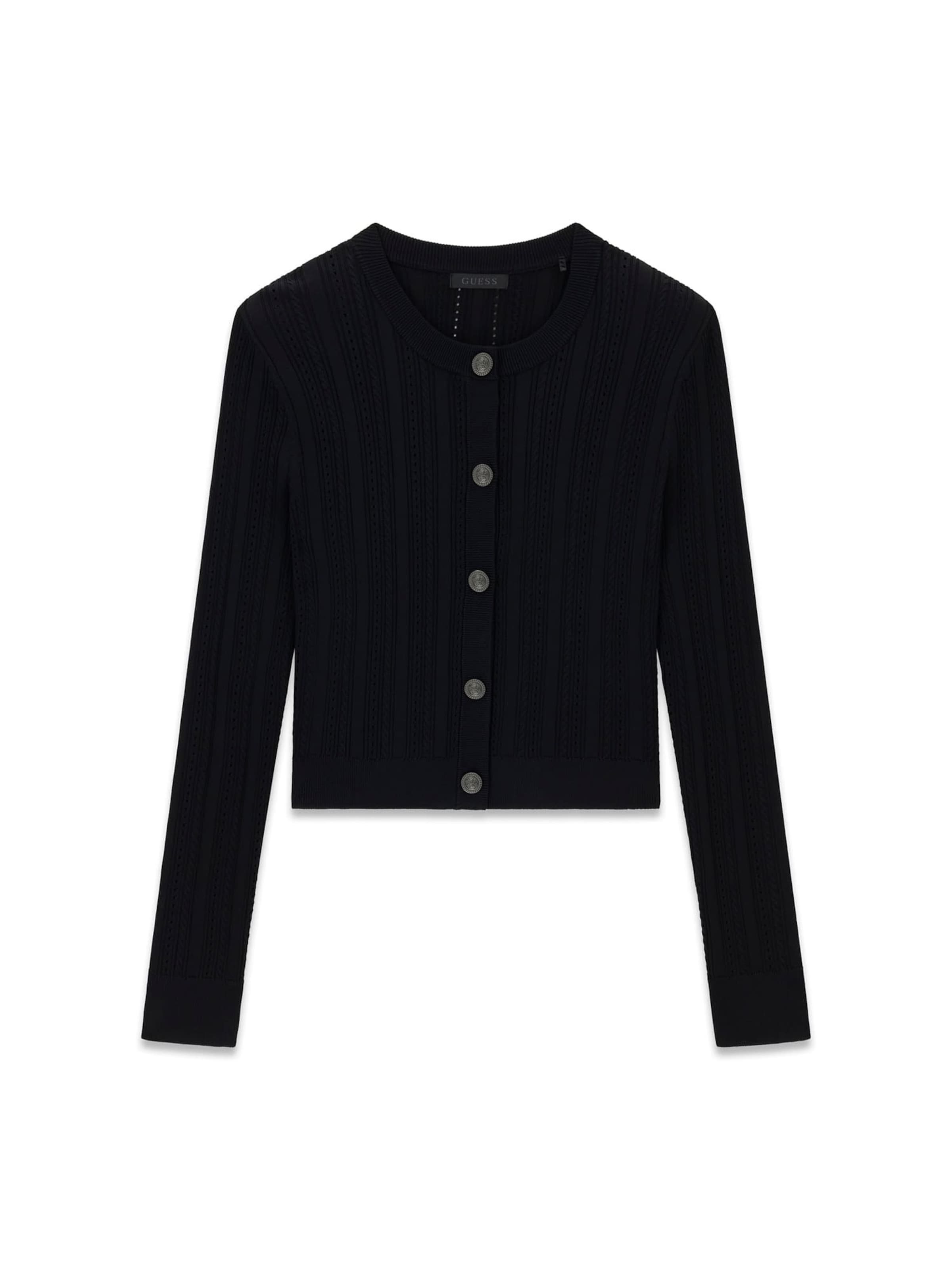 GUESS Knit Cardigan in Black: front